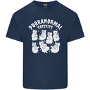 Purranormal Cativity Funny Halloween Cat Mens Cotton T-Shirt Tee Top Navy Blue