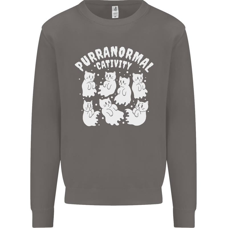Purranormal Cativity Funny Halloween Cat Mens Sweatshirt Jumper Charcoal