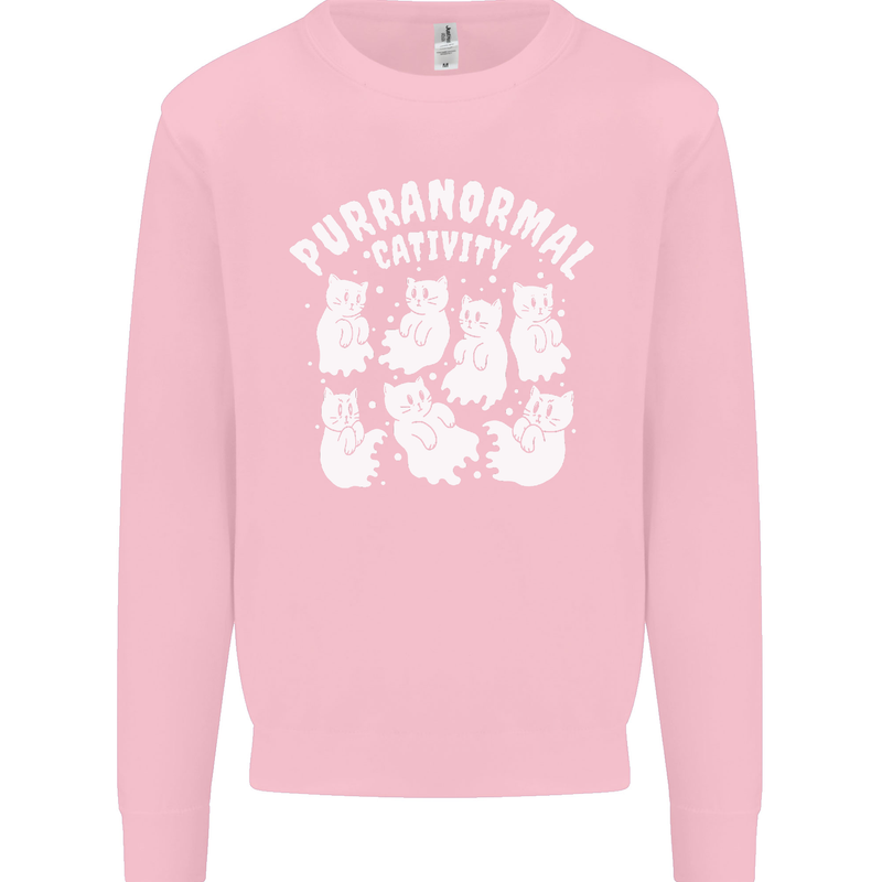 Purranormal Cativity Funny Halloween Cat Mens Sweatshirt Jumper Light Pink