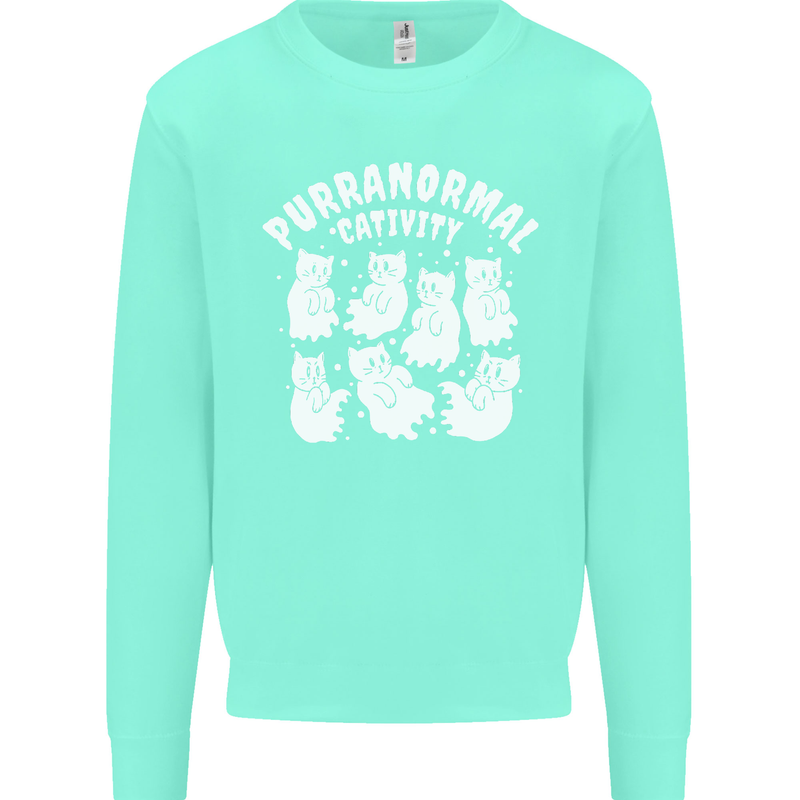 Purranormal Cativity Funny Halloween Cat Mens Sweatshirt Jumper Peppermint