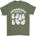 Purranormal Cativity Funny Halloween Cat Mens T-Shirt Cotton Gildan Military Green