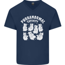 Purranormal Cativity Funny Halloween Cat Mens V-Neck Cotton T-Shirt Navy Blue