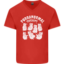 Purranormal Cativity Funny Halloween Cat Mens V-Neck Cotton T-Shirt Red