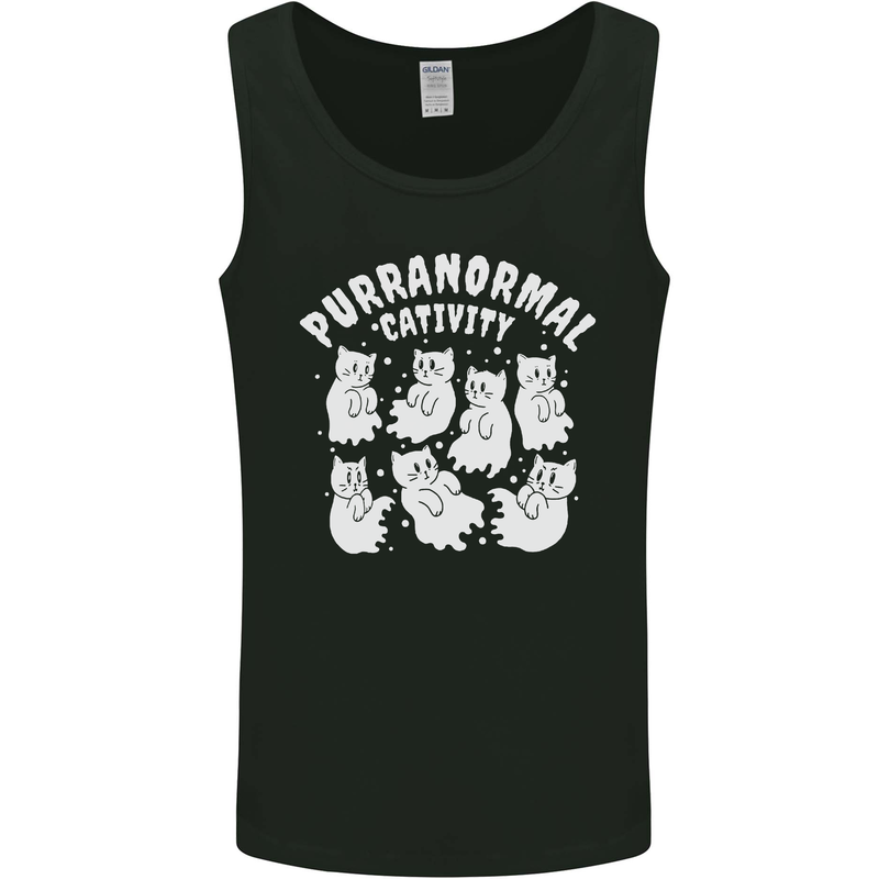 Purranormal Cativity Funny Halloween Cat Mens Vest Tank Top Black