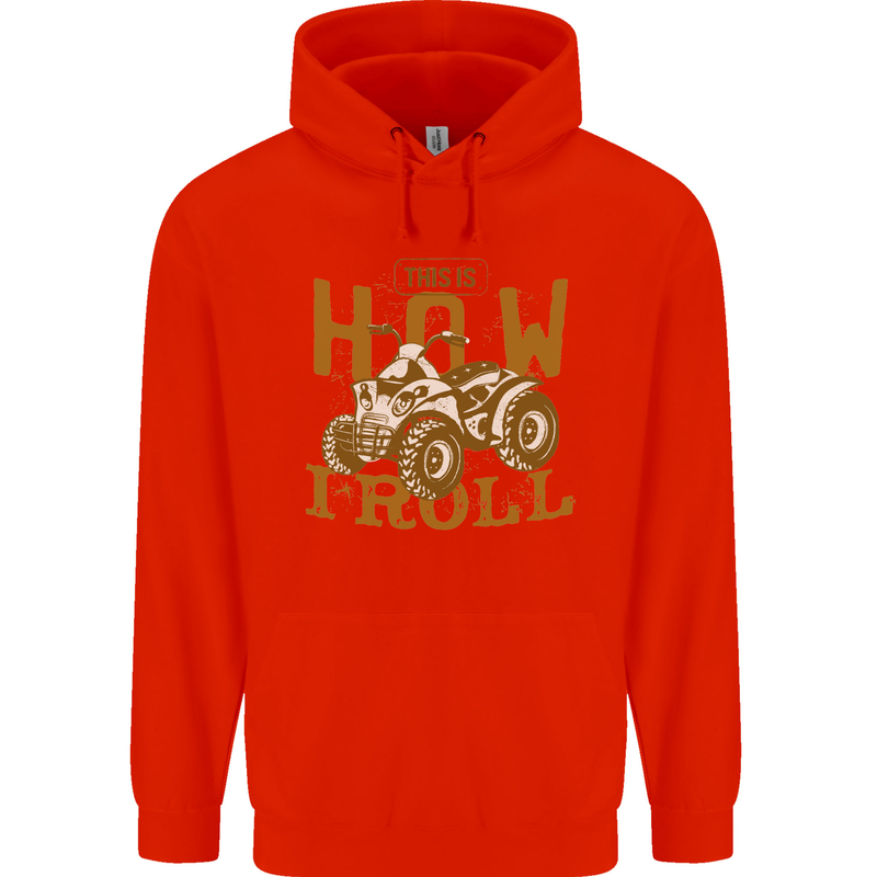 Quad Bike How I Roll Childrens Kids Hoodie Bright Red
