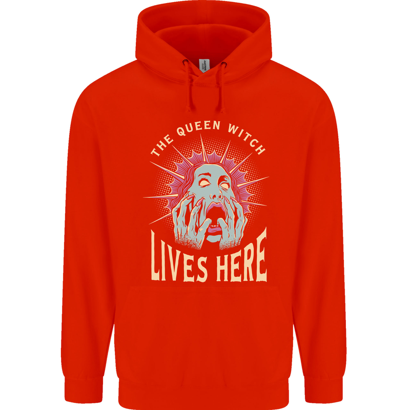 Queen Witch Funny Halloween Wife Girlfriend Childrens Kids Hoodie Bright Red