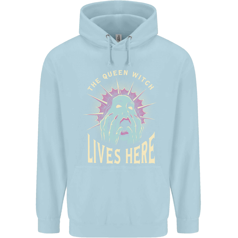 Queen Witch Funny Halloween Wife Girlfriend Childrens Kids Hoodie Light Blue