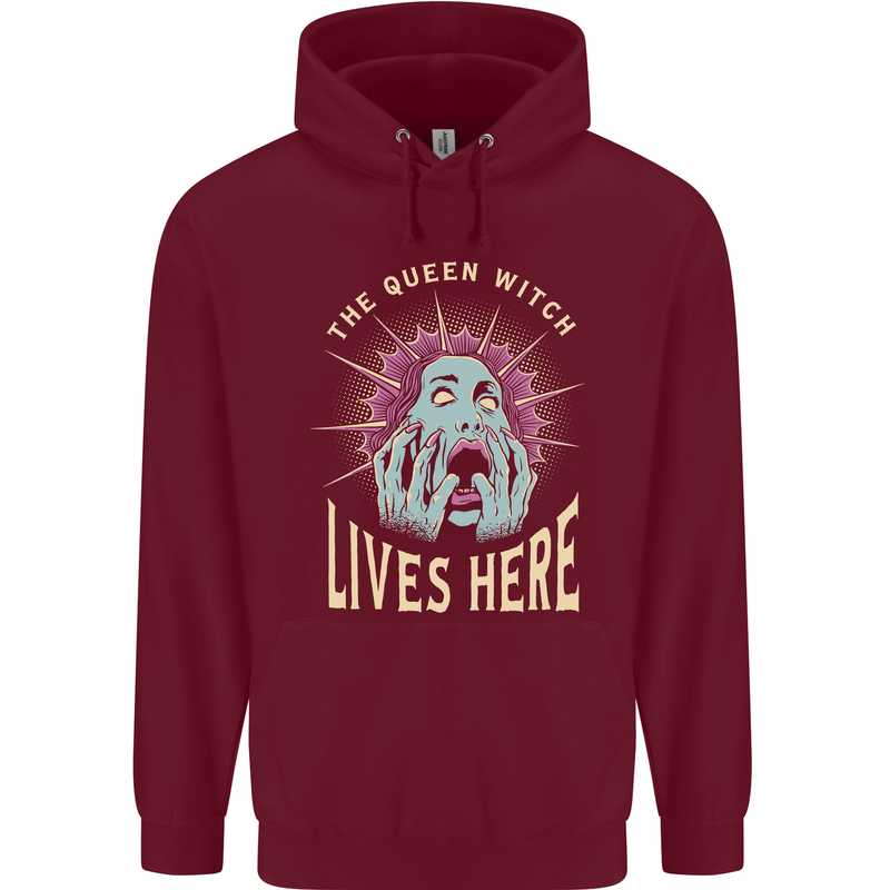 Queen Witch Funny Halloween Wife Girlfriend Childrens Kids Hoodie Maroon