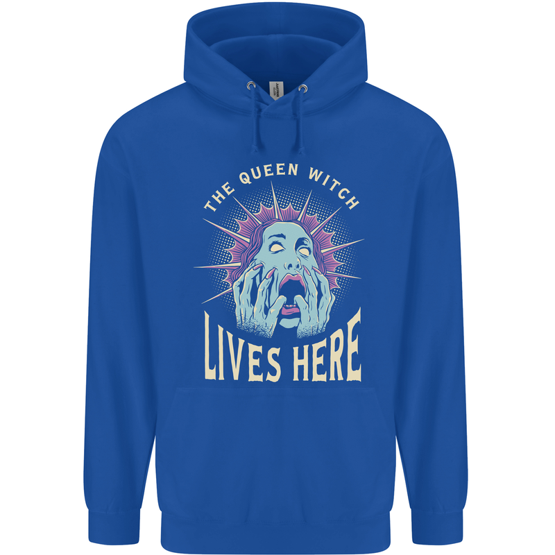 Queen Witch Funny Halloween Wife Girlfriend Childrens Kids Hoodie Royal Blue