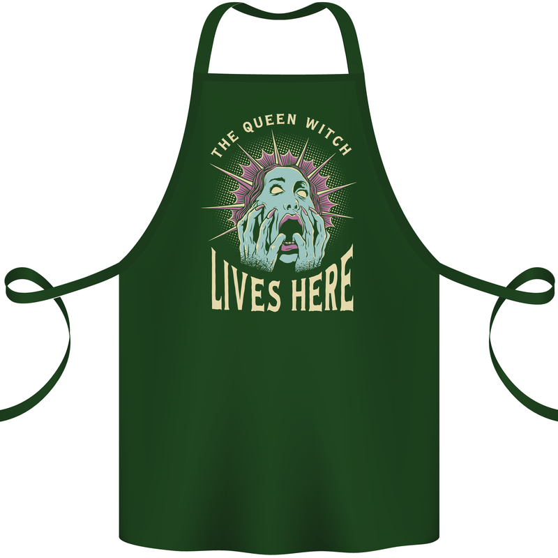 Queen Witch Funny Halloween Wife Girlfriend Cotton Apron 100% Organic Forest Green