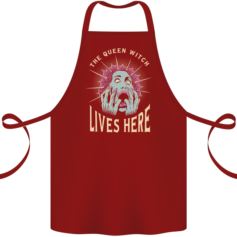 Queen Witch Funny Halloween Wife Girlfriend Cotton Apron 100% Organic Maroon