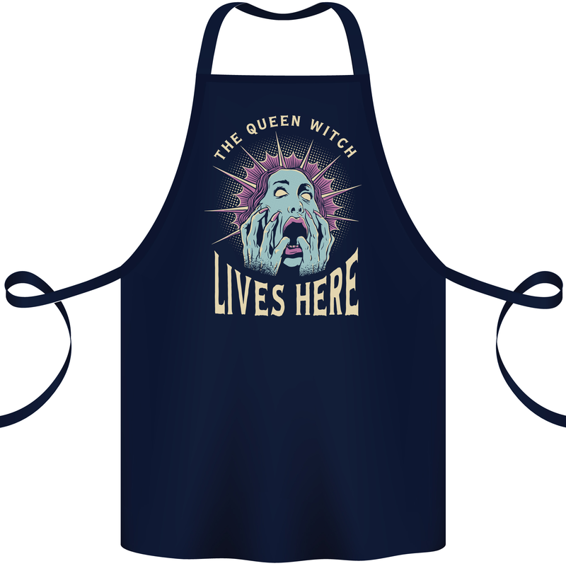 Queen Witch Funny Halloween Wife Girlfriend Cotton Apron 100% Organic Navy Blue