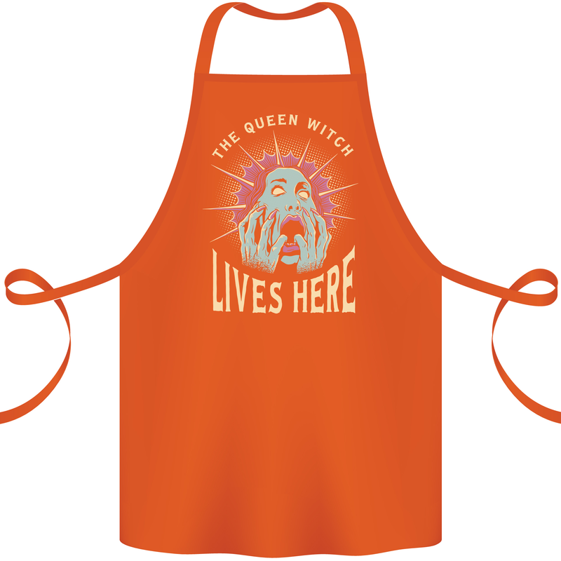 Queen Witch Funny Halloween Wife Girlfriend Cotton Apron 100% Organic Orange