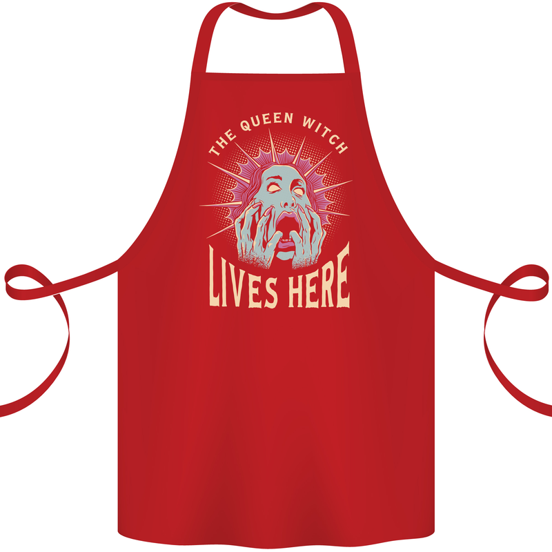 Queen Witch Funny Halloween Wife Girlfriend Cotton Apron 100% Organic Red