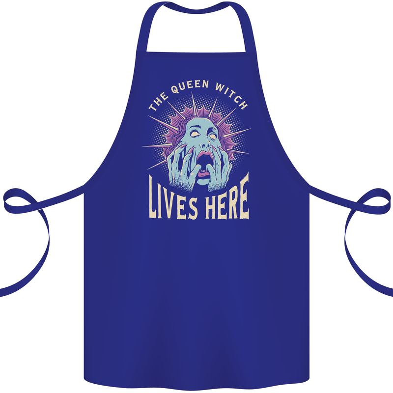 Queen Witch Funny Halloween Wife Girlfriend Cotton Apron 100% Organic Royal Blue