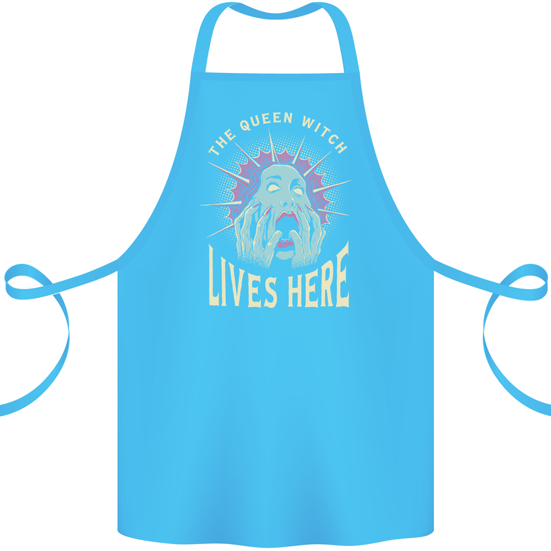 Queen Witch Funny Halloween Wife Girlfriend Cotton Apron 100% Organic Turquoise
