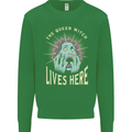 Queen Witch Funny Halloween Wife Girlfriend Kids Sweatshirt Jumper Irish Green