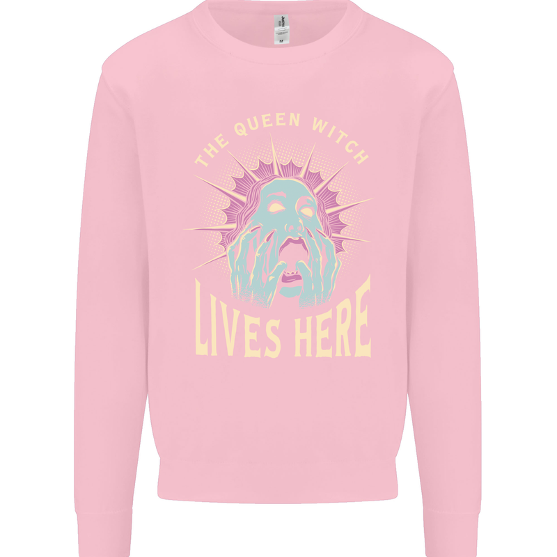 Queen Witch Funny Halloween Wife Girlfriend Kids Sweatshirt Jumper Light Pink