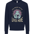 Queen Witch Funny Halloween Wife Girlfriend Kids Sweatshirt Jumper Navy Blue