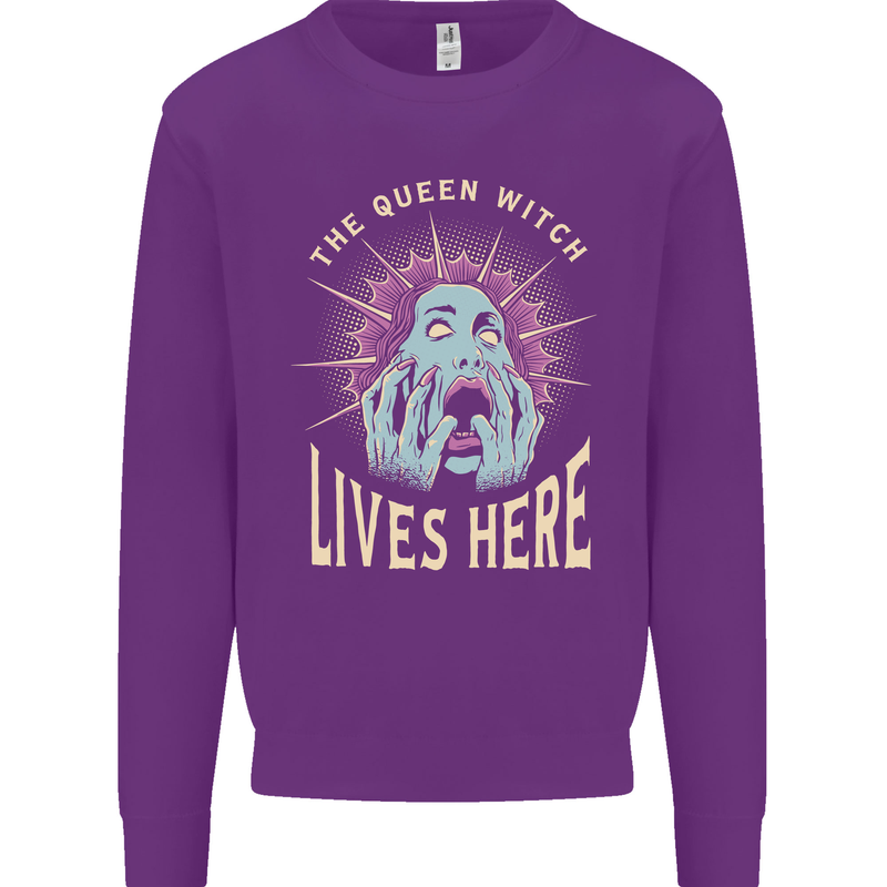 Queen Witch Funny Halloween Wife Girlfriend Kids Sweatshirt Jumper Purple