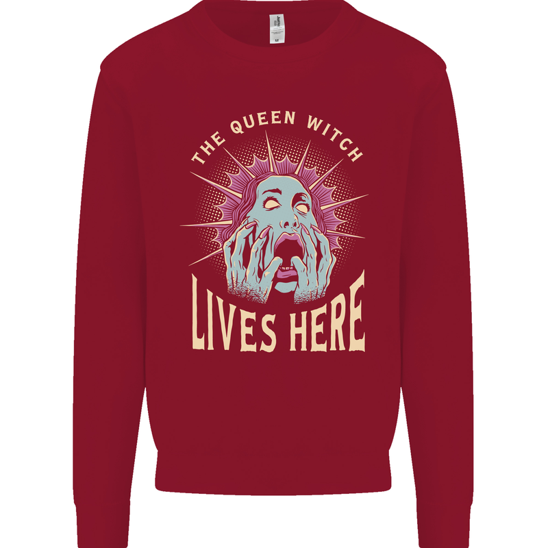 Queen Witch Funny Halloween Wife Girlfriend Kids Sweatshirt Jumper Red