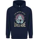 Queen Witch Funny Halloween Wife Girlfriend Mens 80% Cotton Hoodie Navy Blue