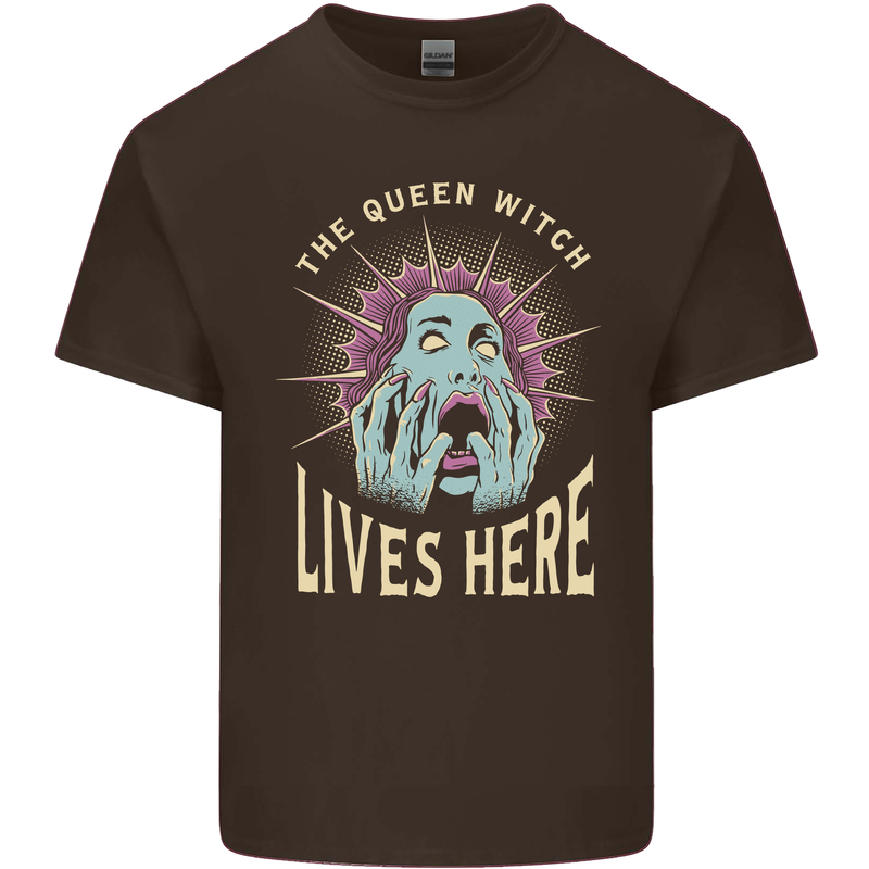 Queen Witch Funny Halloween Wife Girlfriend Mens Cotton T-Shirt Tee Top Dark Chocolate