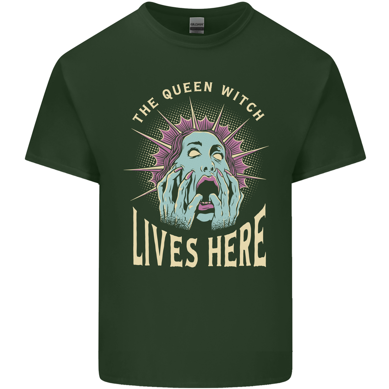 Queen Witch Funny Halloween Wife Girlfriend Mens Cotton T-Shirt Tee Top Forest Green