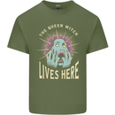 Queen Witch Funny Halloween Wife Girlfriend Mens Cotton T-Shirt Tee Top Military Green