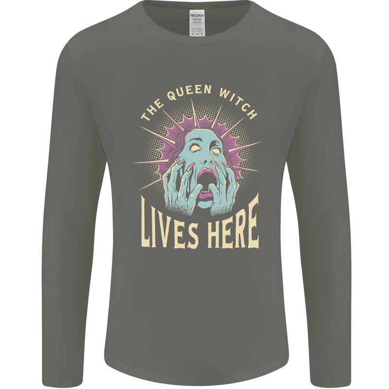 Queen Witch Funny Halloween Wife Girlfriend Mens Long Sleeve T-Shirt Charcoal