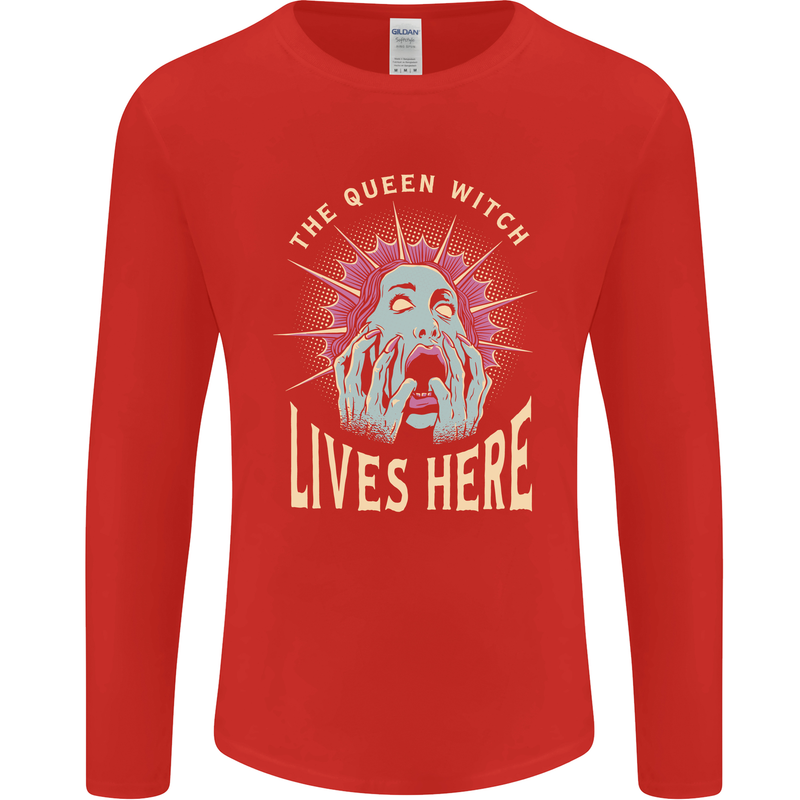 Queen Witch Funny Halloween Wife Girlfriend Mens Long Sleeve T-Shirt Red