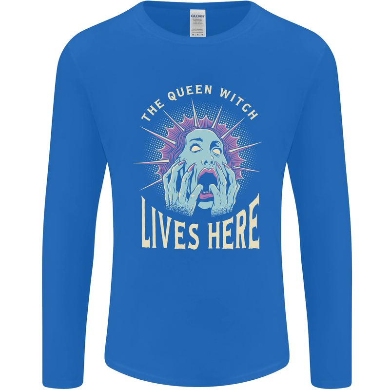 Queen Witch Funny Halloween Wife Girlfriend Mens Long Sleeve T-Shirt Royal Blue