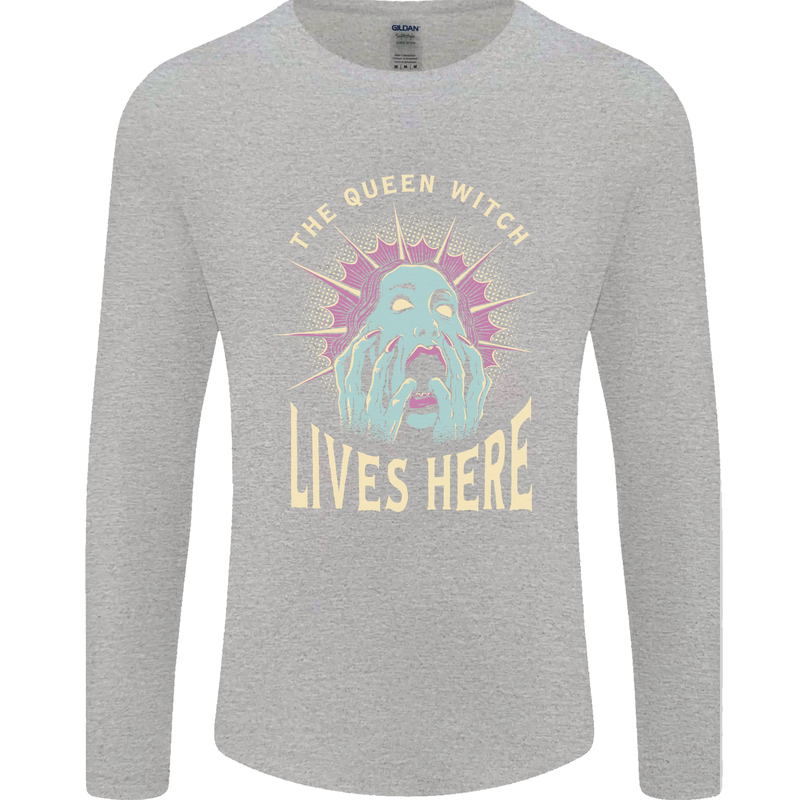 Queen Witch Funny Halloween Wife Girlfriend Mens Long Sleeve T-Shirt Sports Grey