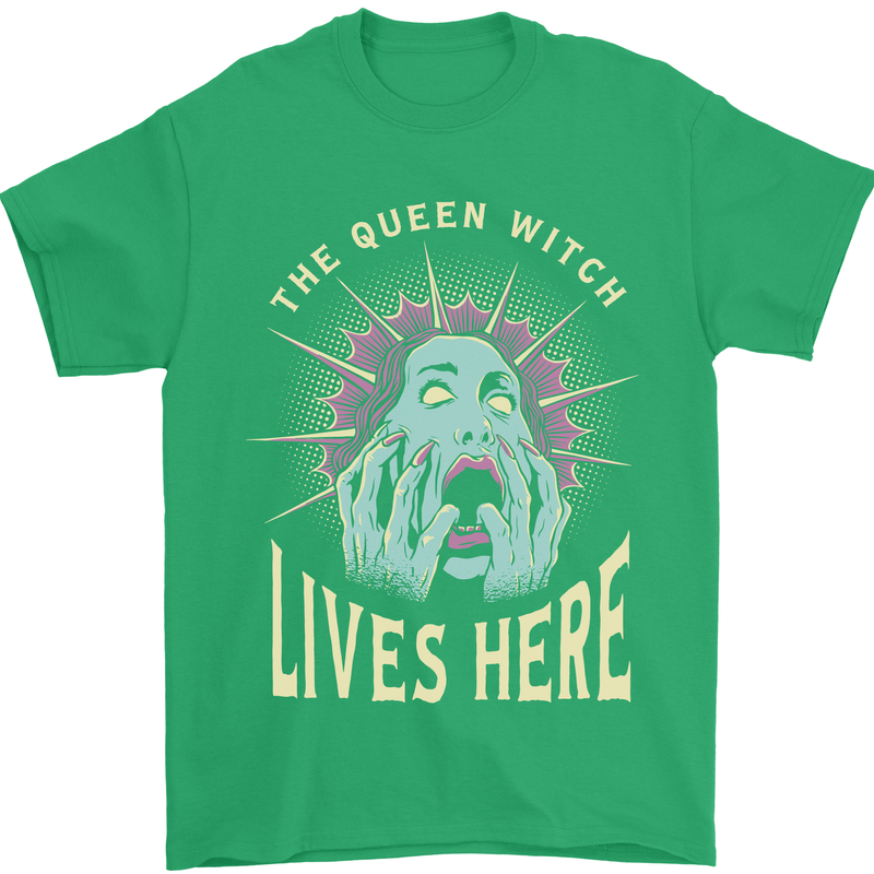 Queen Witch Funny Halloween Wife Girlfriend Mens T-Shirt Cotton Gildan Irish Green