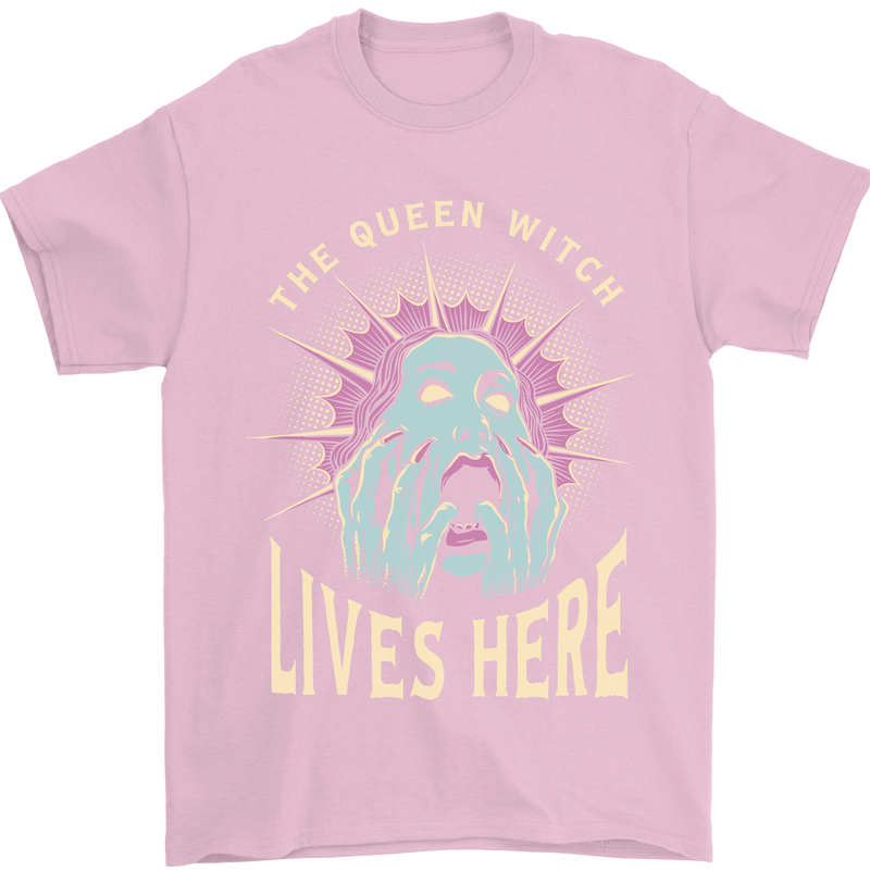 Queen Witch Funny Halloween Wife Girlfriend Mens T-Shirt Cotton Gildan Light Pink