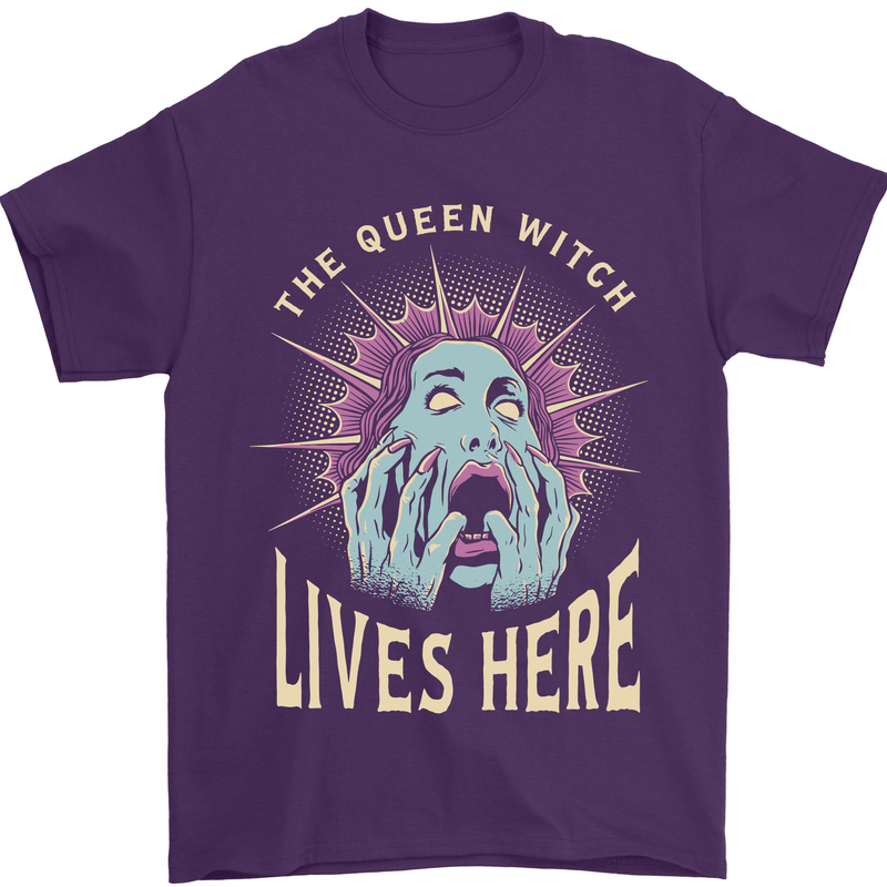 Queen Witch Funny Halloween Wife Girlfriend Mens T-Shirt Cotton Gildan Purple