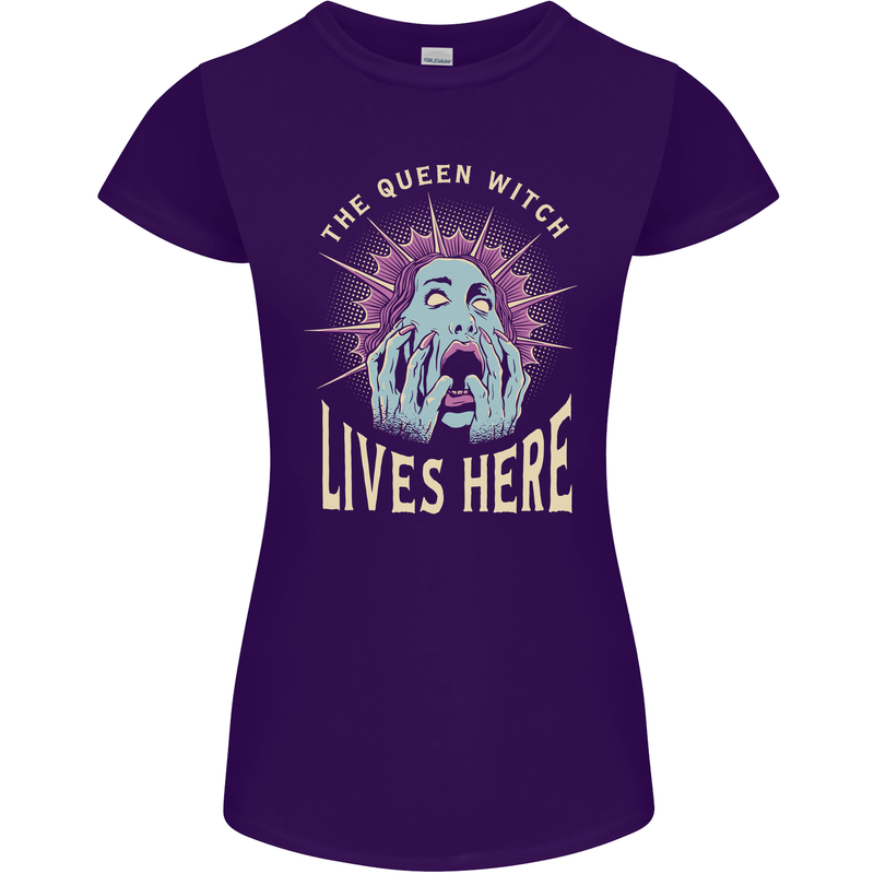 Queen Witch Funny Halloween Wife Girlfriend Womens Petite Cut T-Shirt Purple