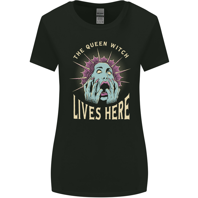 Queen Witch Funny Halloween Wife Girlfriend Womens Wider Cut T-Shirt Black