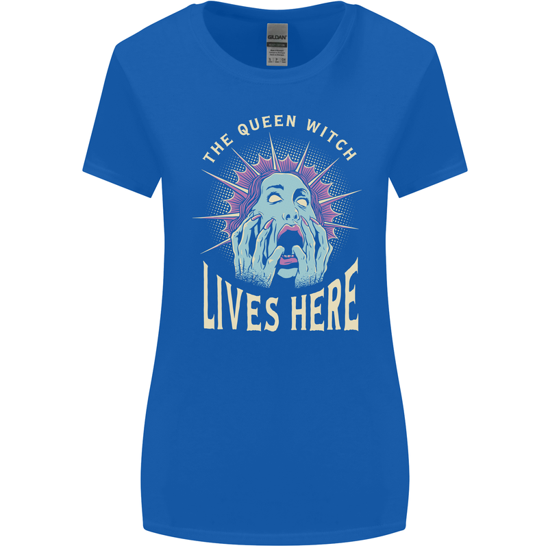 Queen Witch Funny Halloween Wife Girlfriend Womens Wider Cut T-Shirt Royal Blue