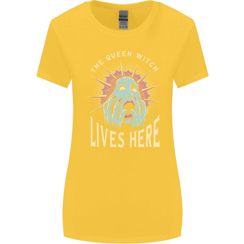 Queen Witch Funny Halloween Wife Girlfriend Womens Wider Cut T-Shirt Yellow