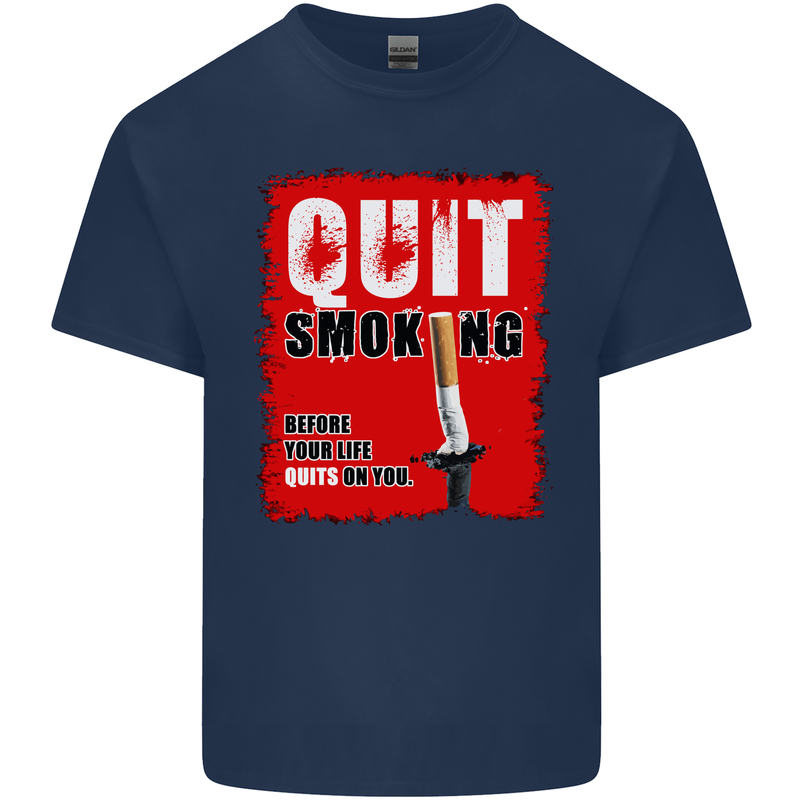 Quit Smoking Before Your Life Quits on You Kids T-Shirt Childrens Navy Blue