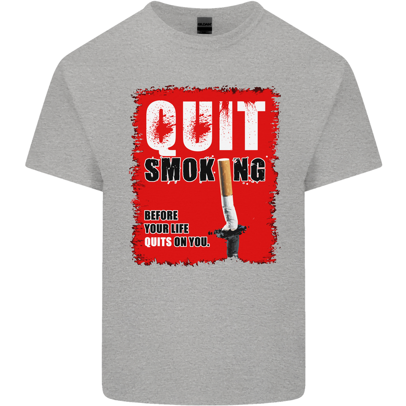 Quit Smoking Before Your Life Quits on You Kids T-Shirt Childrens Sports Grey