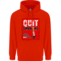 Quit Smoking Before Your Life Quits on You Mens 80% Cotton Hoodie Bright Red