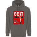 Quit Smoking Before Your Life Quits on You Mens 80% Cotton Hoodie Charcoal