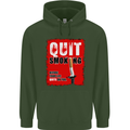 Quit Smoking Before Your Life Quits on You Mens 80% Cotton Hoodie Forest Green