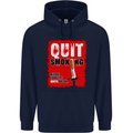 Quit Smoking Before Your Life Quits on You Mens 80% Cotton Hoodie Navy Blue