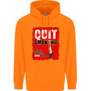 Quit Smoking Before Your Life Quits on You Mens 80% Cotton Hoodie Orange