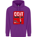 Quit Smoking Before Your Life Quits on You Mens 80% Cotton Hoodie Purple