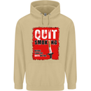 Quit Smoking Before Your Life Quits on You Mens 80% Cotton Hoodie Sand