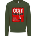 Quit Smoking Before Your Life Quits on You Mens Sweatshirt Jumper Forest Green